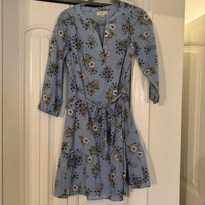LOFT Blue Floral Long Sleeve Dress